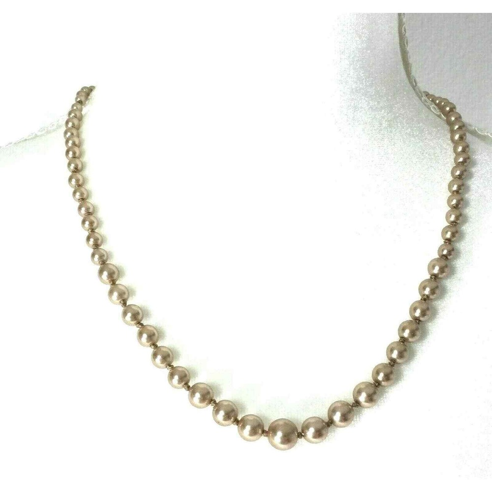 Marked Roman Necklace Faux Pearl‎ Dainty Light Brown Womens Jewelry